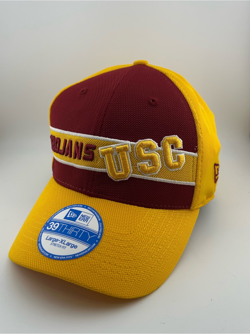 NEW USC Trojans New Era 39THIRTY Stretch Fit Hat Cap L/XL NCAA Cardinal Gold